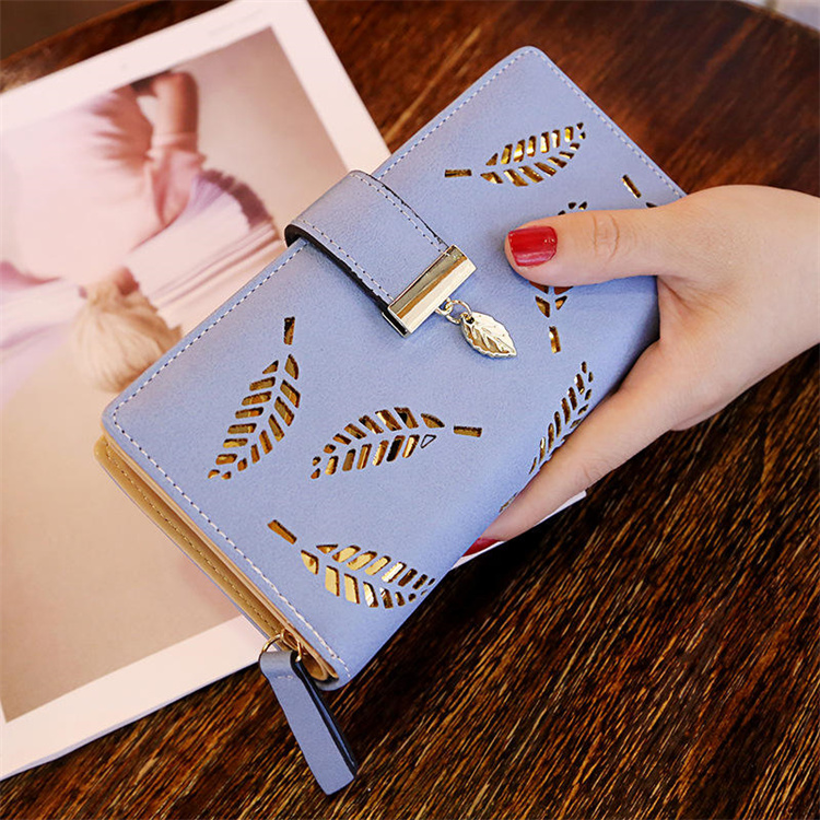 OEM Matte Leather Small Women Wallet Mini Womens Wallets And Purses Long Female Coin Purse Credit Card Holder