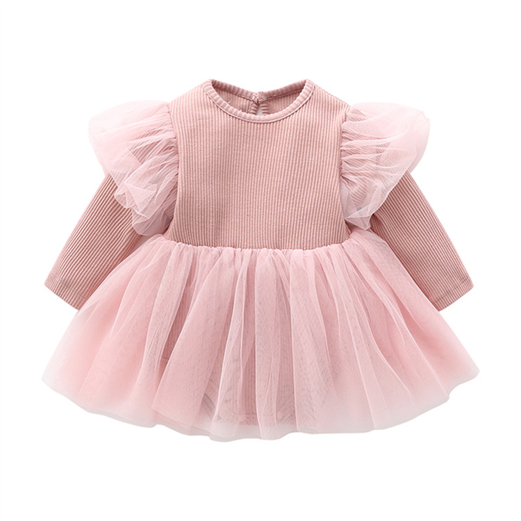 New products 0-12 months spring/autumn baby girl romper stretch stripe princess baby girl dress