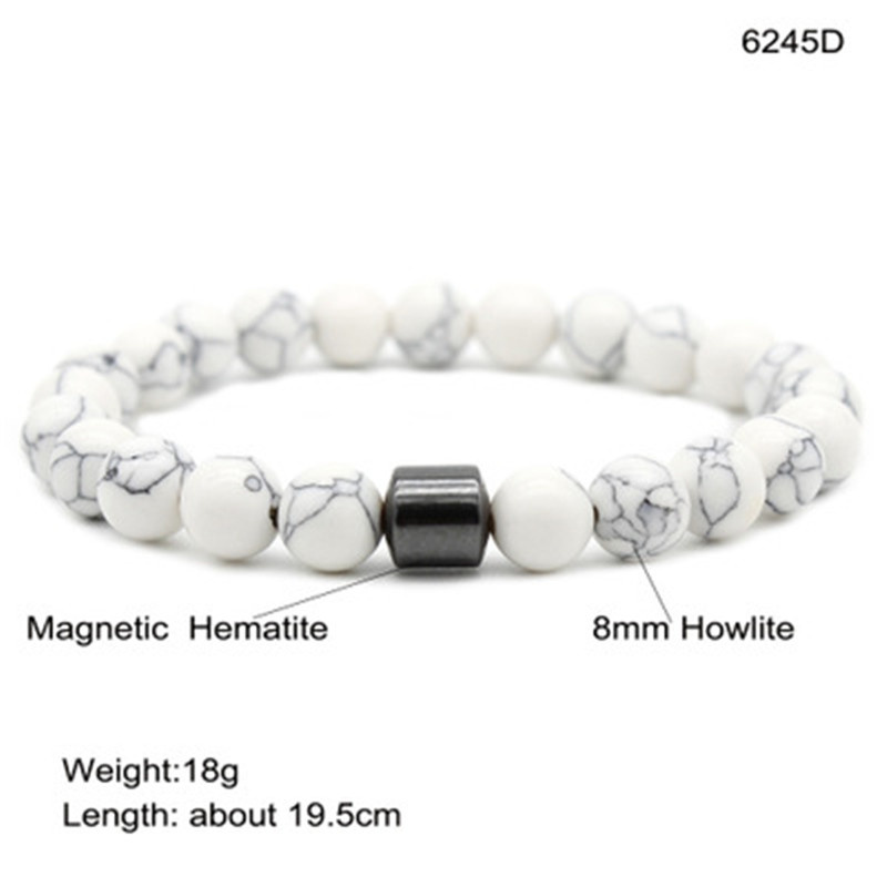 OEM Hot Selling Wholesale Custom Logo 8mm Magnet Charm Beads Stretch Natural Stone Lava Bead Bracelet