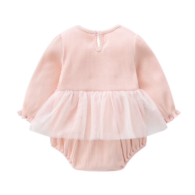 Free Lace Headband,2021 Spring New Arrival Infant Clothing 3-6 months baby girl clothes romper, long sleeve baby ribbed