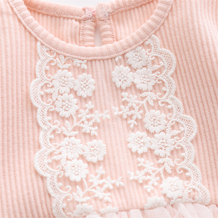 Free Lace Headband,2021 Spring New Arrival Infant Clothing 3-6 months baby girl clothes romper, long sleeve baby ribbed