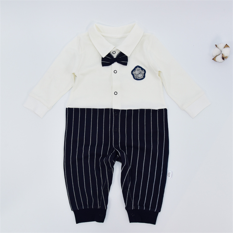 Spring new gentleman boy baby crawling suit cotton baby boy onesie high quality baby onesie wholesale