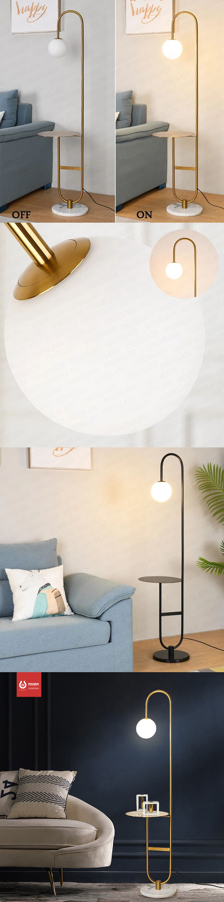 Modern Floor Lamp LED Standing Lamp With Round Table Art Deco Living Room Sofa Reading Lights Hotel Bedroom Bedside Ligh