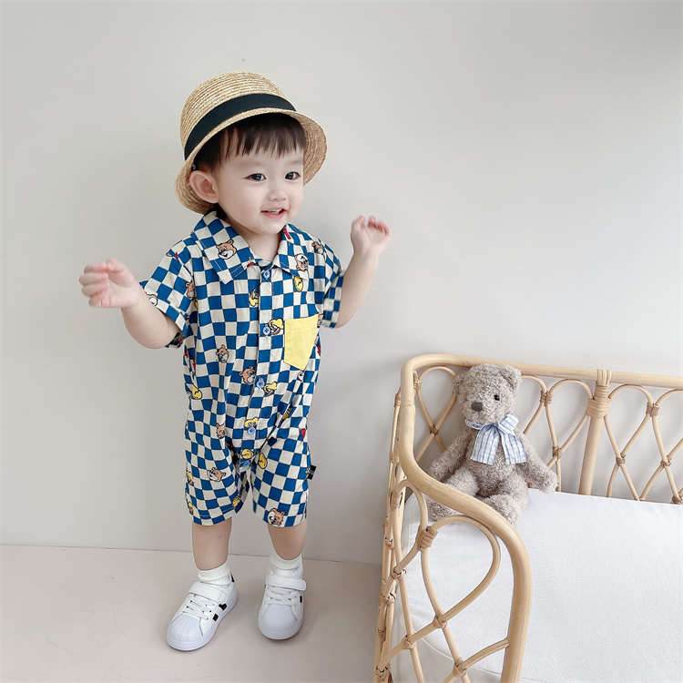 2022 summer one year old male baby short sleeve thin baby clothes cute baby clothes boys