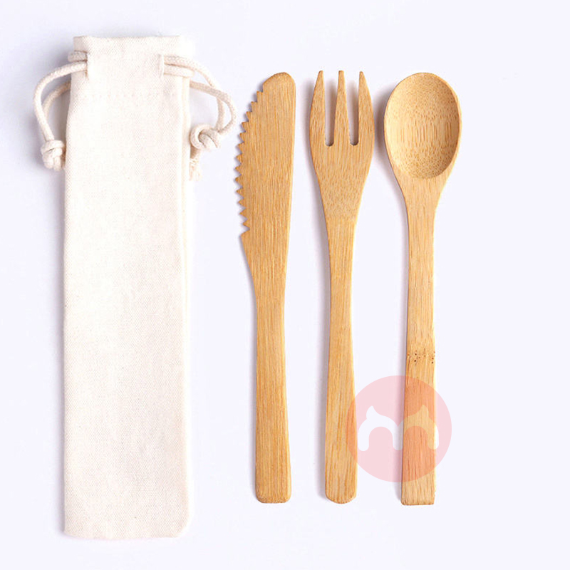 Sokun Wholesale Kitchen Tabletop Wooden Bamboo Knife Fork Spoon with Travel Cutlery Set
