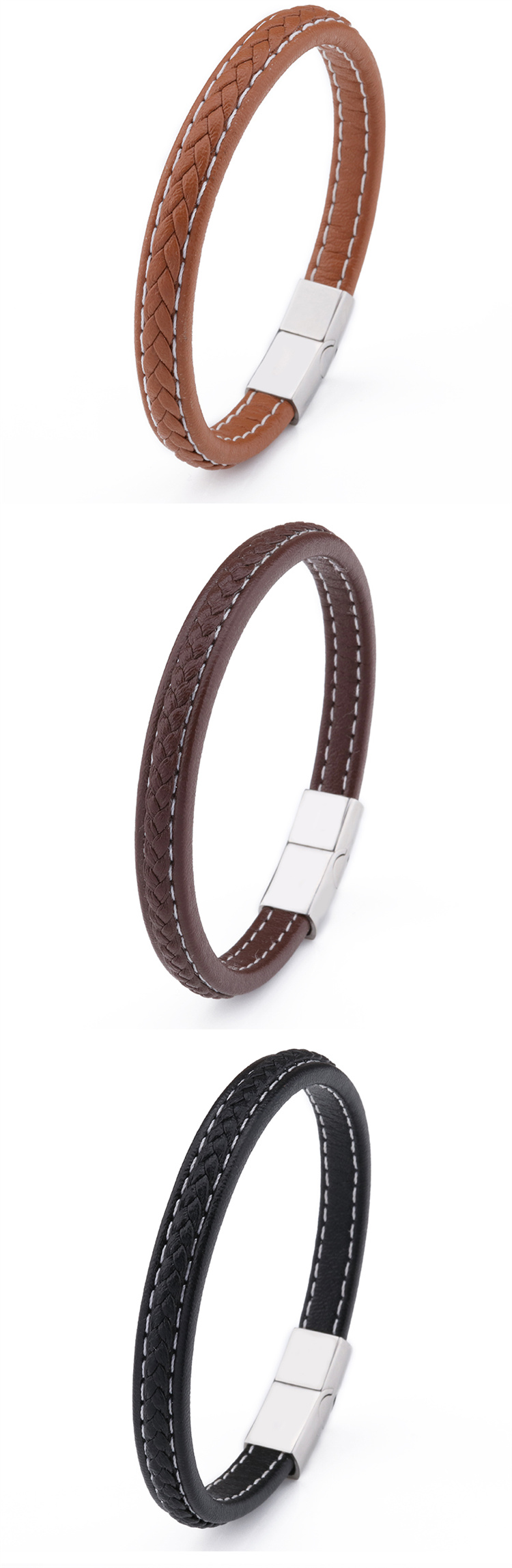 ZG Fashion Jewelry Leather bracelet with Stainless Steel Buckle bracelets Punk Gift Charm Bracelet For Men 