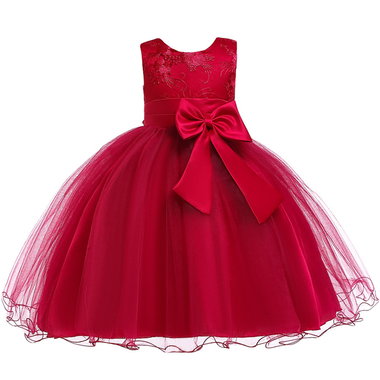 LZH Childrens Clothing 2021 New Girls Lace Elegant Sleeveless Wedding Gown Princess Dress Christmas Party Trailing Cake