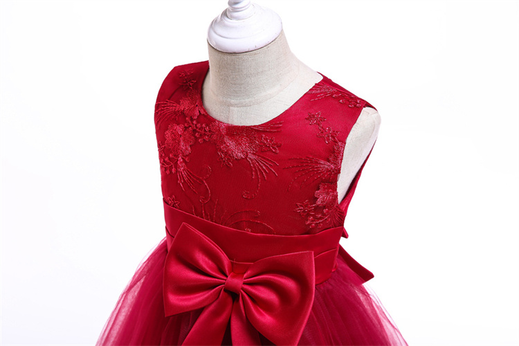 LZH Childrens Clothing 2021 New Girls Lace Elegant Sleeveless Wedding Gown Princess Dress Christmas Party Trailing Cake