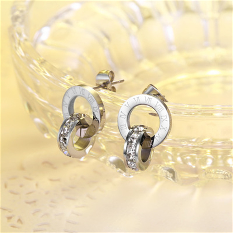 ZG New Fashion Earrings Earrings Ancient Roman Letter Stainless Steel Earrings