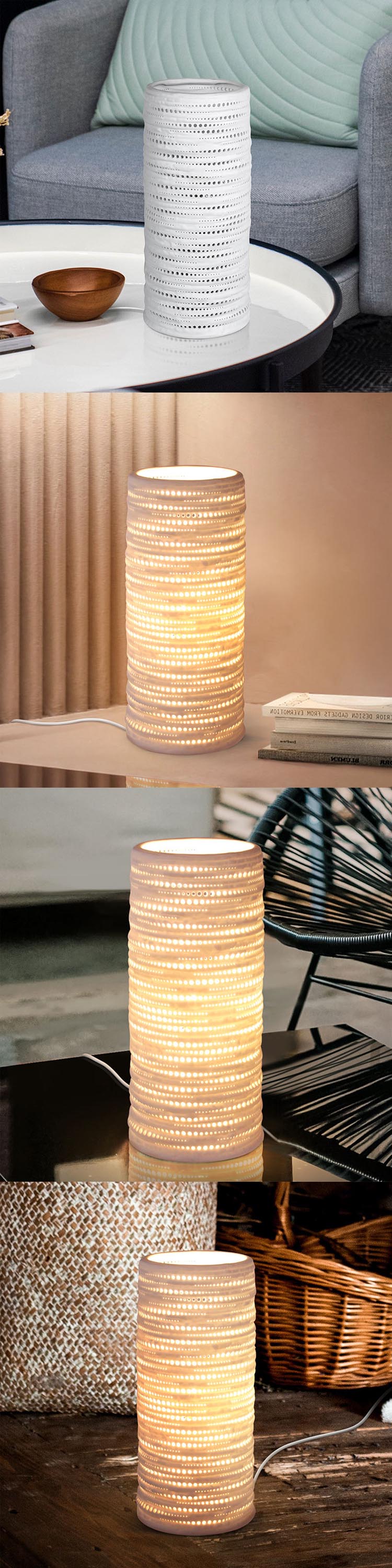 Newest cylinder porcelain led light Indoor lighting bedside table lamp battery operated table night lamp