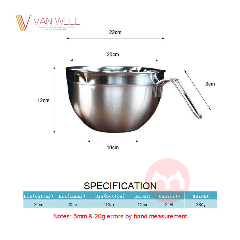 van well Stainless Steel Mixing Bowl 304 Mixing Bowl Baking Ware Kitchen  Tabletop Mixing Bowls Set for Cake Vegetable 