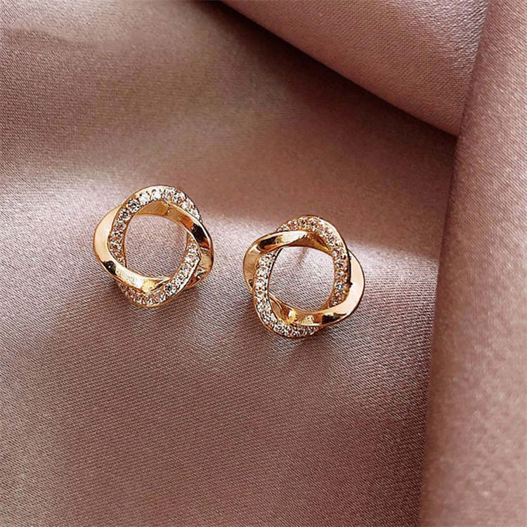 ZG Geometric Diamond Circle Earrings High-end Earrings Women