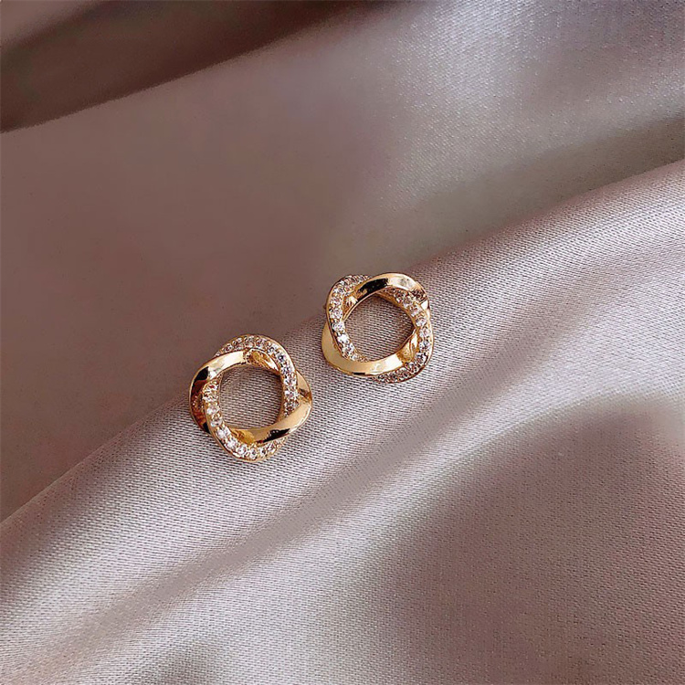 ZG Geometric Diamond Circle Earrings High-end Earrings Women