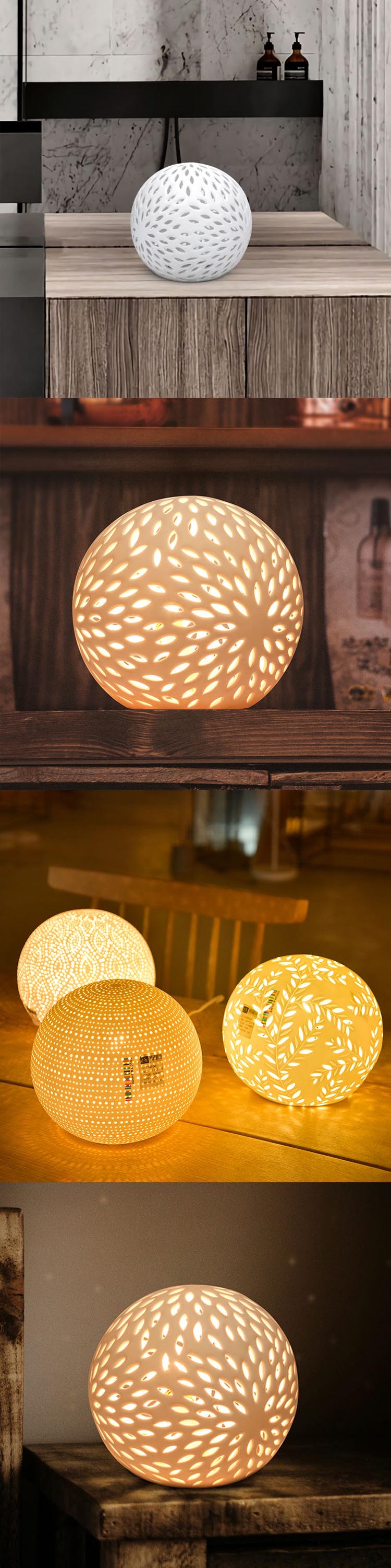 Fancy Night Light Led Hollow Out Carve Design Ceramic Bedside Lamp Switch Night Lamp Craft Modern Desk Lamp