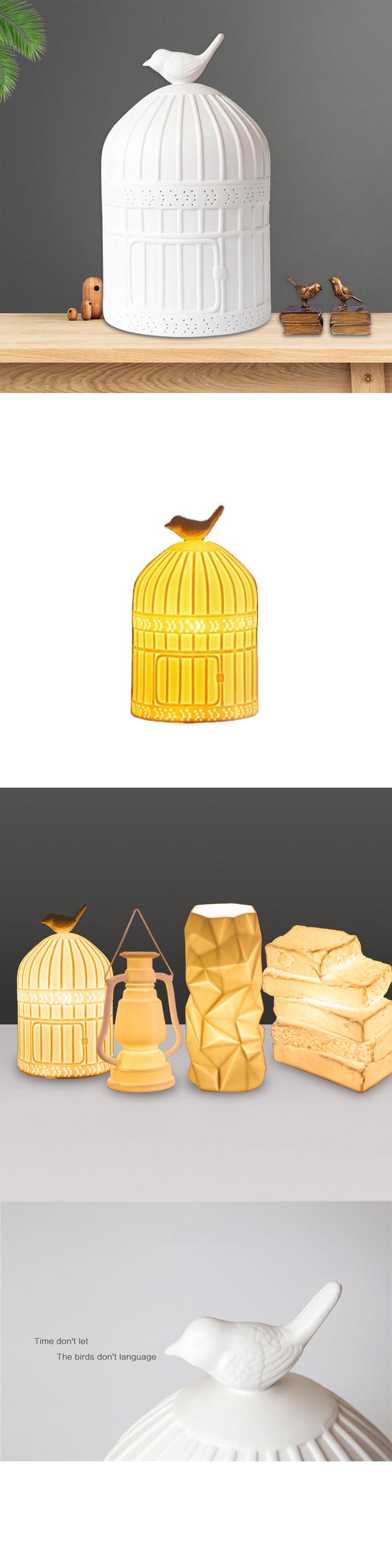 Wholesale Wedding Gift Light Home Decor Table Lamp Creative Design Birdcage Ceramic Table Lamp