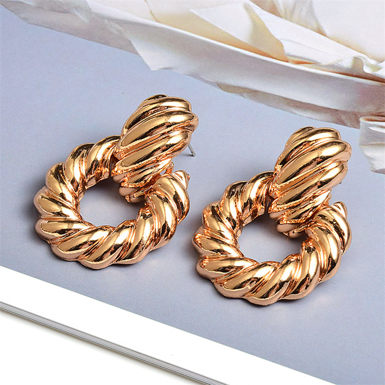 Fashion Vintage Big Geometric Drop Earrings Jewelry Earrings Accessories Gold Plated Earrings For Women