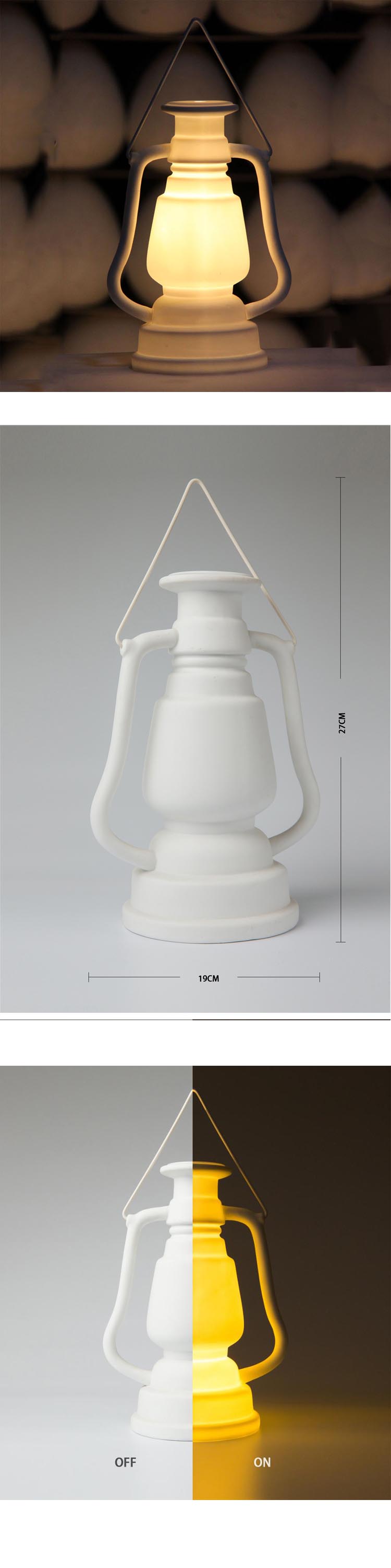 Home decoration vintage style lantern shape white glaze ceramic table lamp