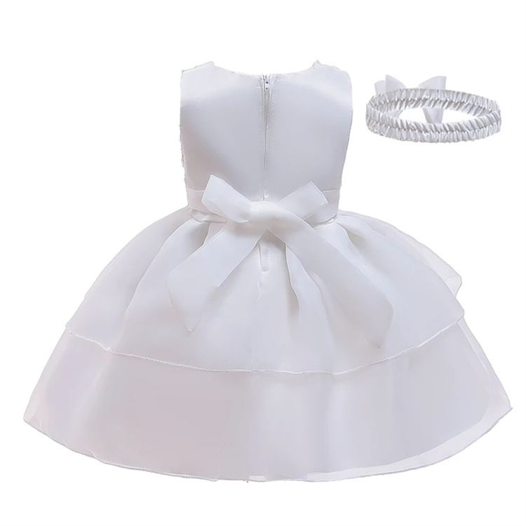 LZH Infant Princess Wedding Party Dress for Baby Girls Bow Lace 1 Year Birthday Baptism Dress