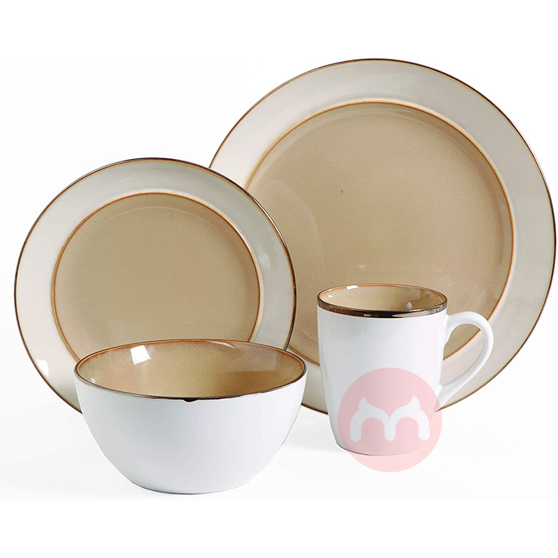 boyou Ceramic Tabletop Best selling daily use dinnerware 20pcs stoneware embossed dot reactive glaze dinner set