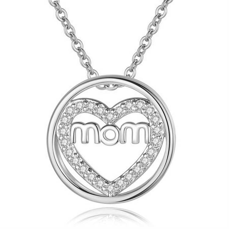 Helpushine Letter MOM Necklace Hot Sale Heart Pendant Fashion Jewelry Mother's Day Gift