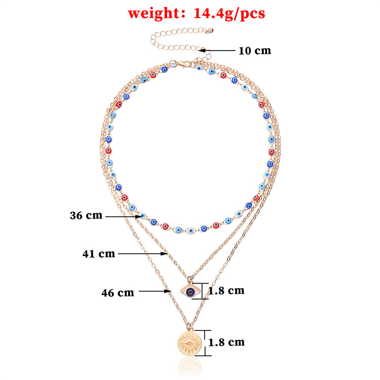 Helpushine New multi-layer eye necklace pendant necklace women's fashion three-layer necklace