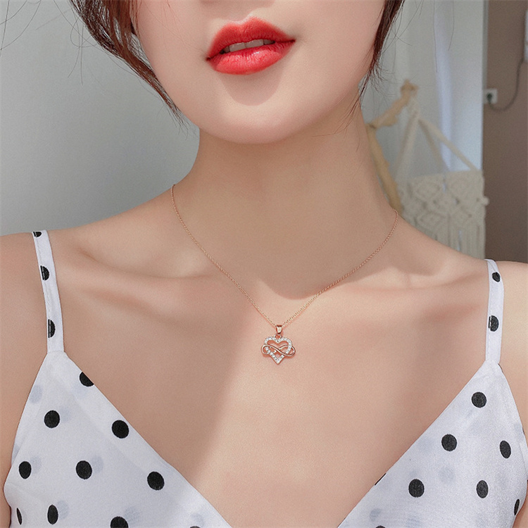 Helpushine Korean Trend Heart Necklace Titanium Steel Necklace Women's Choker Necklace Wholesale