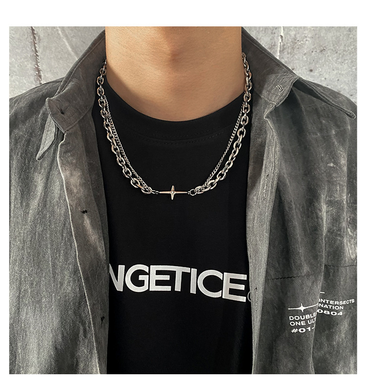 Helpushine New Cross Necklace Men's Hot Sale Punk Fashion Stainless Steel Necklace Wholesale
