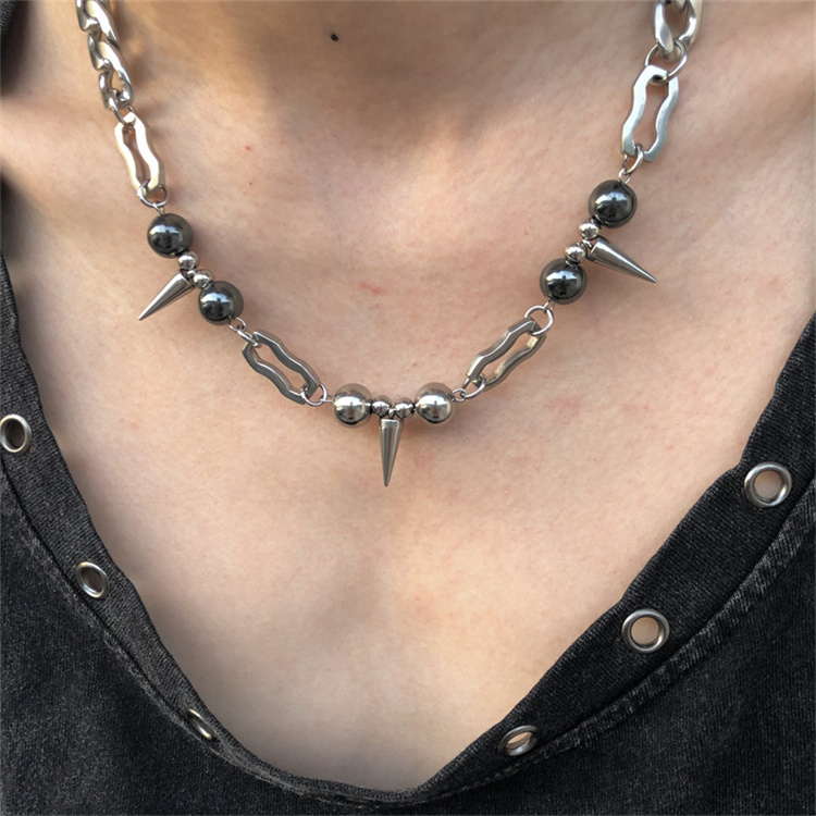 Helpushine Hot sale stainless steel necklace new hip hop punk trend necklace wholesale