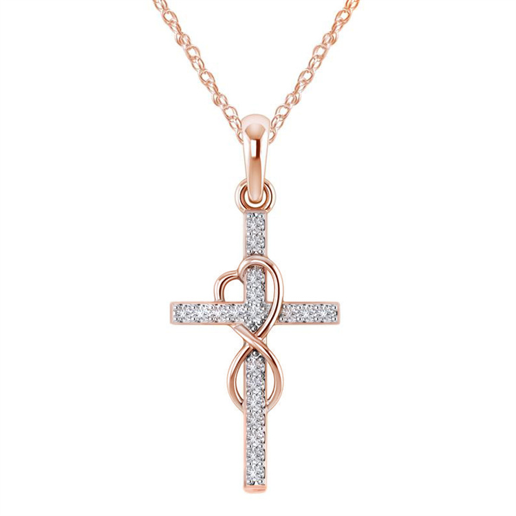 Christian Religious Accessories Diamond Inlaid Gold Clavicle Chain Gold Pendant Necklace