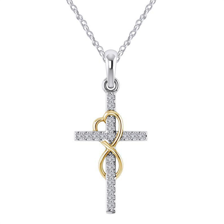 Christian Religious Accessories Diamond Inlaid Gold Clavicle Chain Gold Pendant Necklace