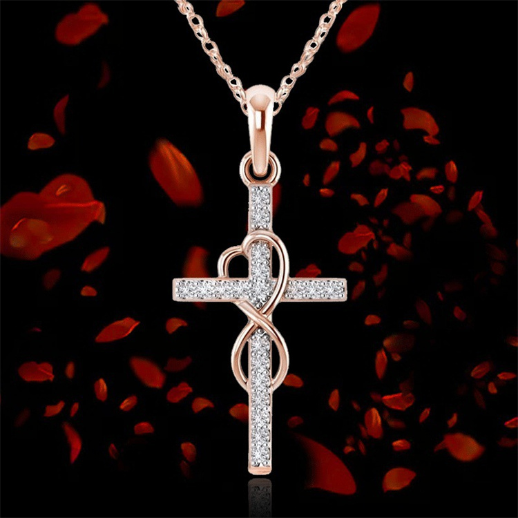 Christian Religious Accessories Diamond Inlaid Gold Clavicle Chain Gold Pendant Necklace