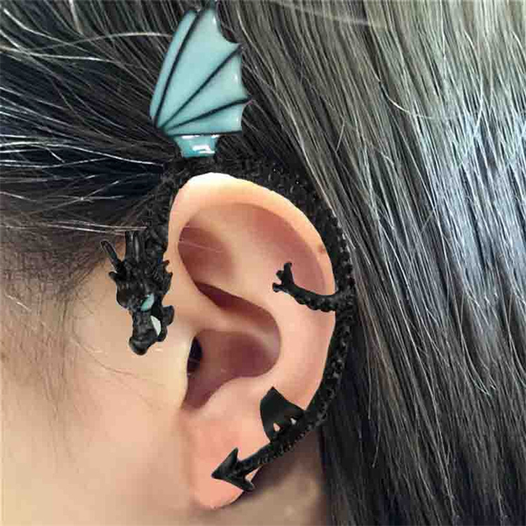 Helpushine Ear cuff earrings wholesale fashion jewelry luminous dinosaur ear clip unisex punk earrings