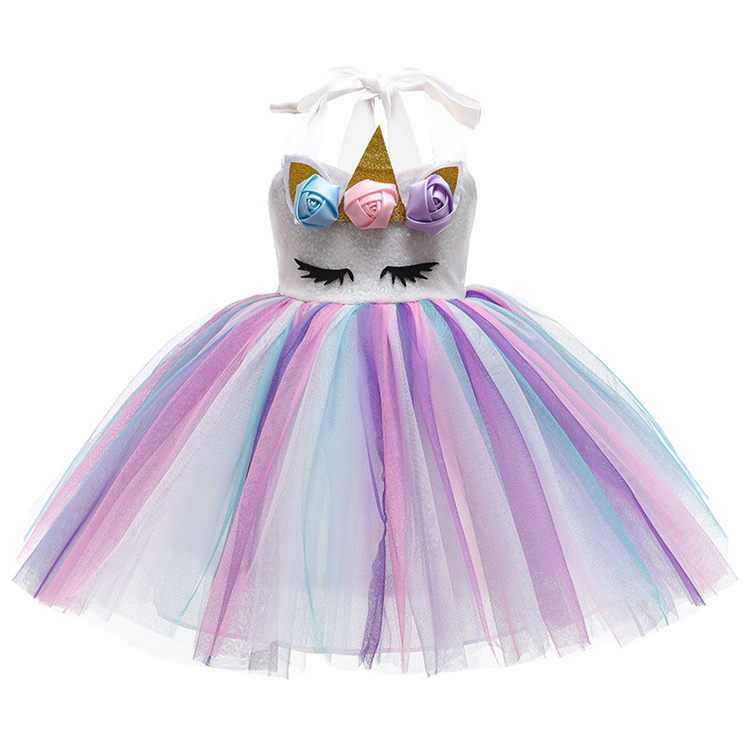 LZH Children Unicorn Party Girl Dress Halloween Carnival Costumes Birthday Party Girls Princess Dress