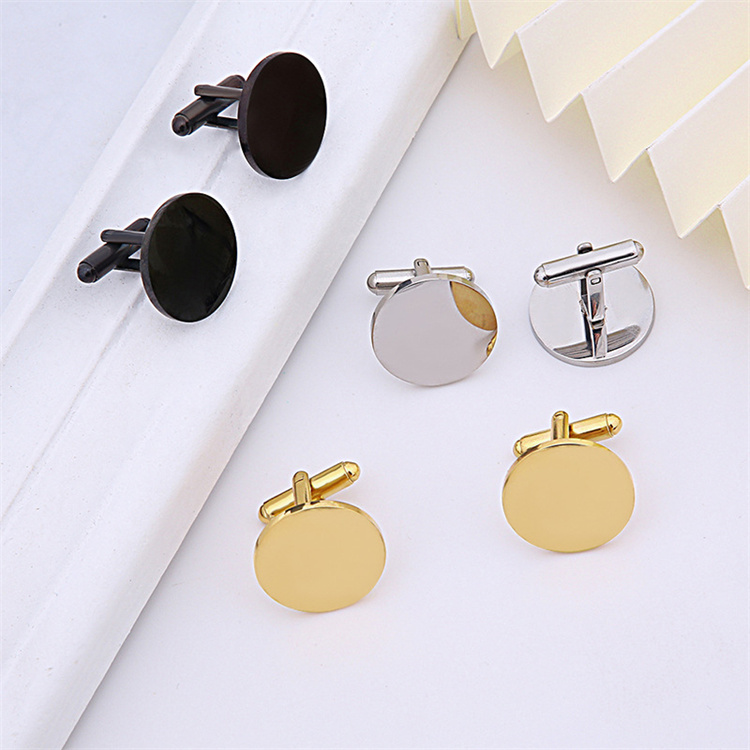 Helpushine Stainless Steel Polished Cufflinks Mirror Round Cufflinks Fashion Men's Shirts cufflinks