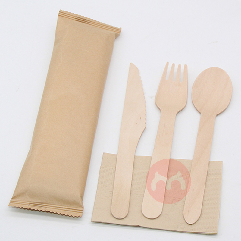 Anzhu Factory Produce Eco-Friendly Disposable Cutlery Wooden Knife Spoon and Fork Logo