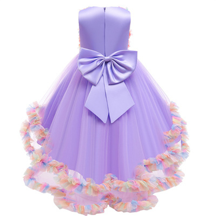 LZH Toddler Children Colorful Floral Dress Kids Evening Party Formal Pageant Gown Wedding Flower Girl Dress