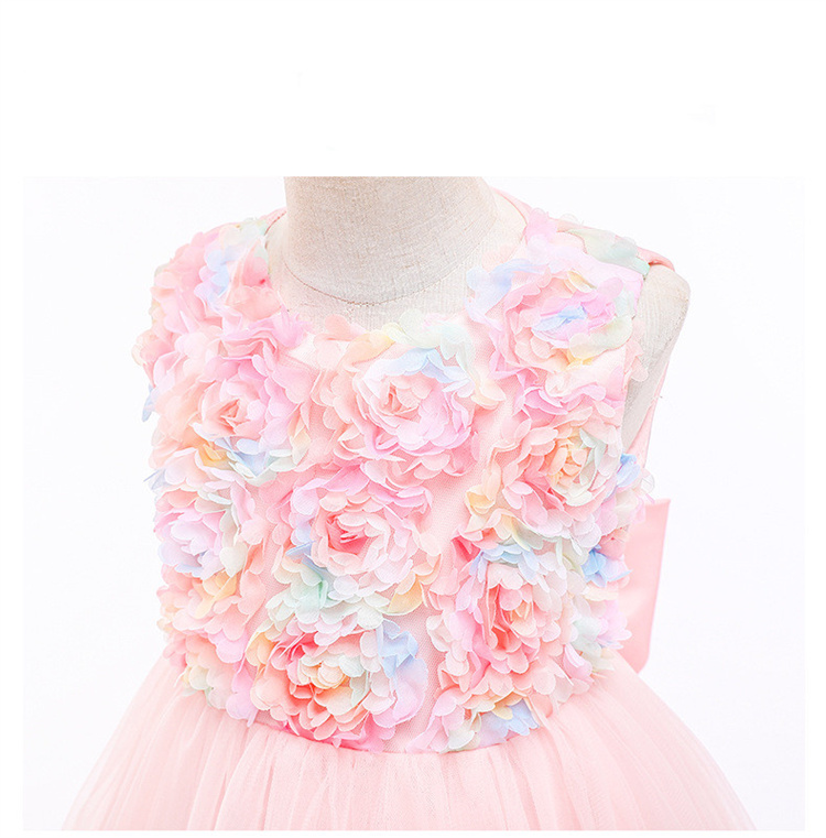 LZH Toddler Children Colorful Floral Dress Kids Evening Party Formal Pageant Gown Wedding Flower Girl Dress