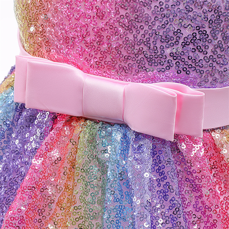 LZH Toddler Girls Rainbow Sequins Princess Dress For Girls Wedding Party Kids Formal Evening Gown Children