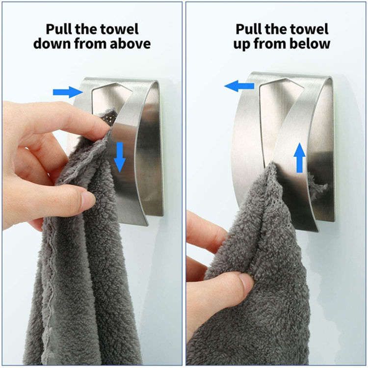 Bathroom Kitchen Self Adhesive Towel Holders No Drilling Hook Rack Towel Hangers Tea Towel Holders