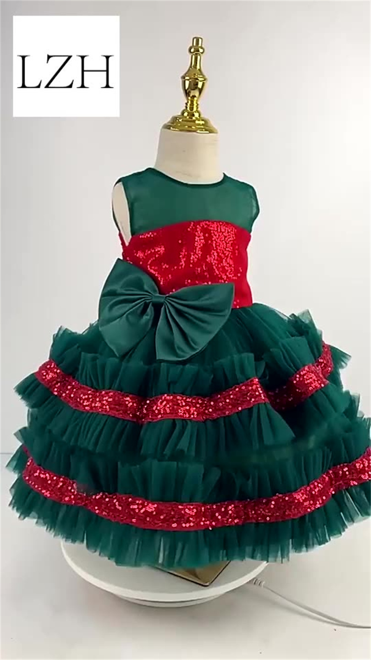 LZH Christmas Girl Dresses Kids Birthday Party Gown Toddlers Girls Wedding Pageant Princess Dress