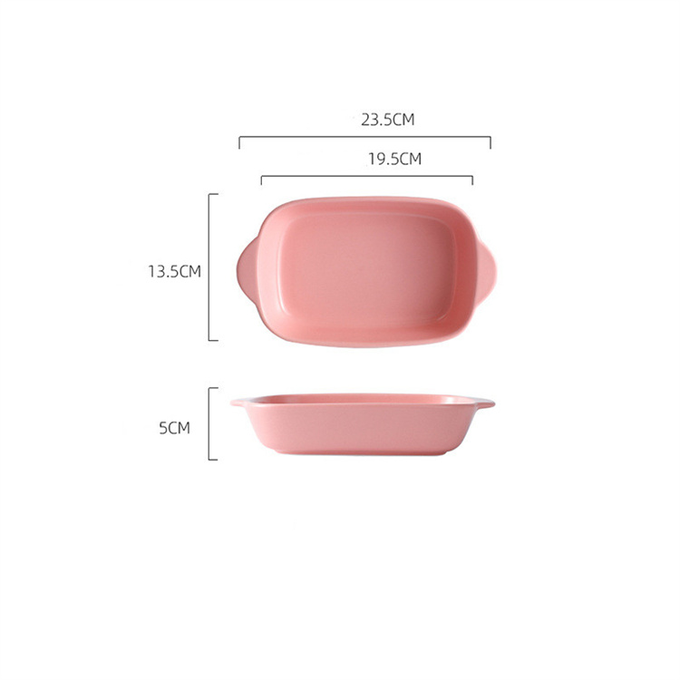 Wholesale 9 Inch baking plate Nordic ceramic baking plate baking pan with handle for home restaurant hotel