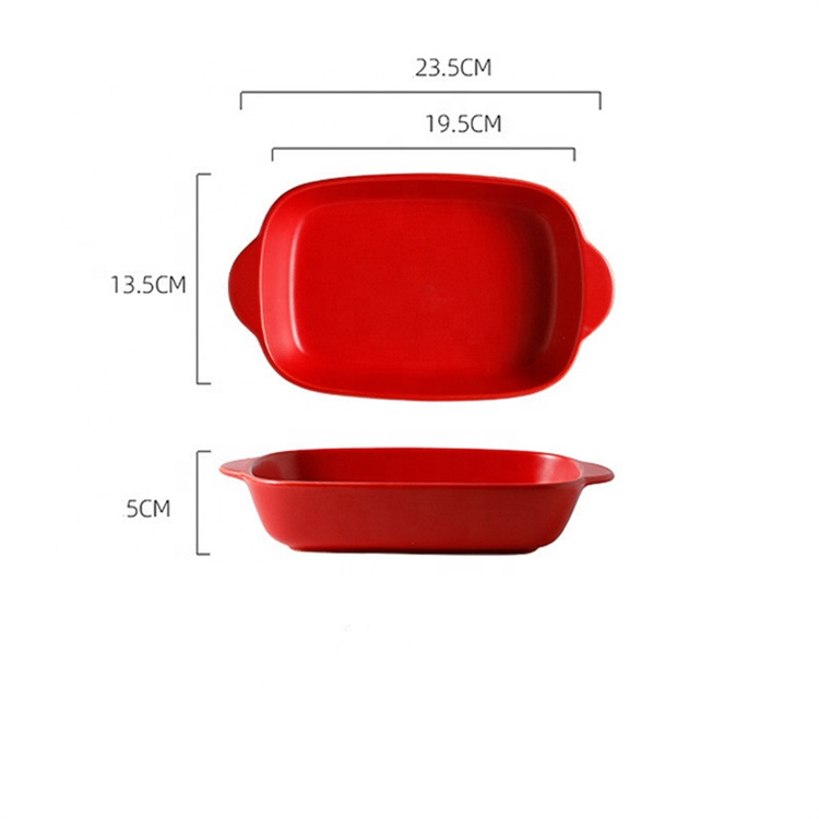 Wholesale 9 Inch baking plate Nordic ceramic baking plate baking pan with handle for home restaurant hotel
