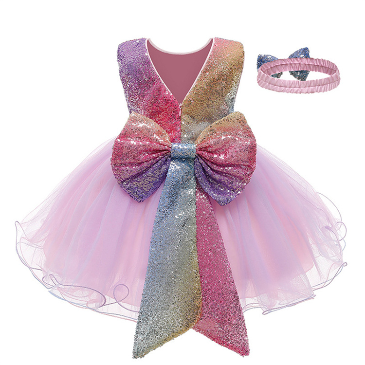 LZH New Toddler Infant Baby Girls Sequins Bow Princess Dress For Girls Party Dresses Children Carnival Costume For Kids
