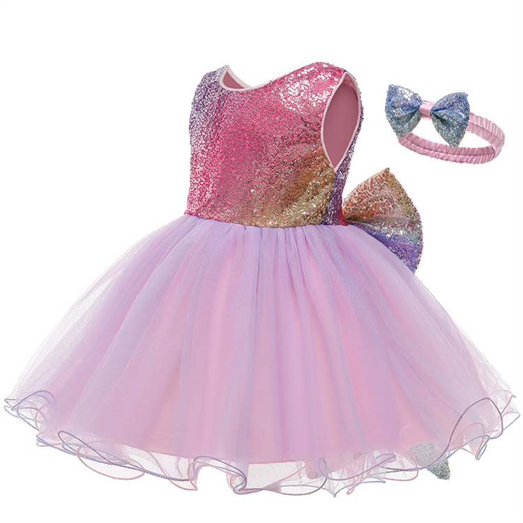 LZH New Toddler Infant Baby Girls Sequins Bow Princess Dress For Girls Party Dresses Children Carnival Costume For Kids