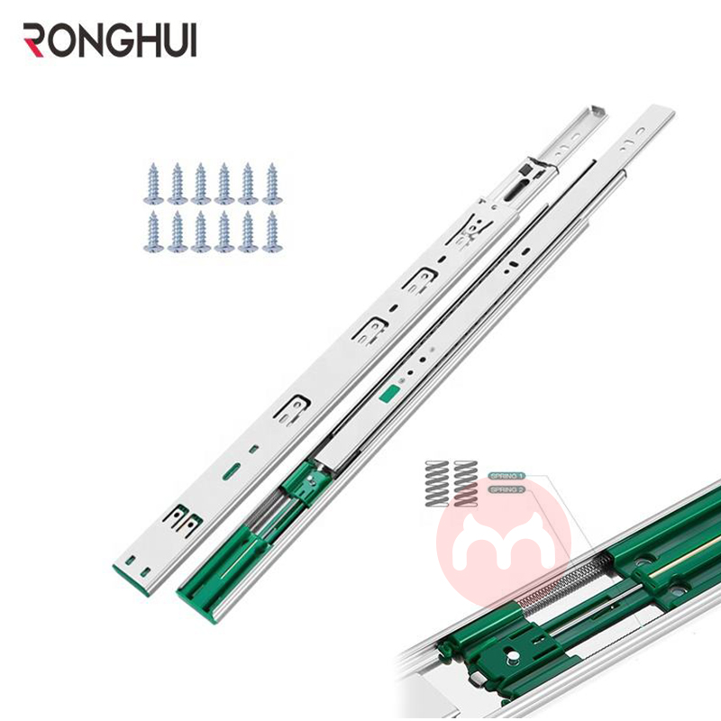 RONGHUI Telescopic Channel Furniture Kitchen Cabinet 45MM Full Extension 3 Fold Ball Bearing Drawer Slide
