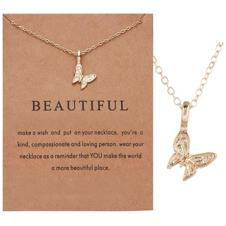 Amazon and INS Butterfly Necklace with Card Butterfly Pendant Choker Chain Necklace