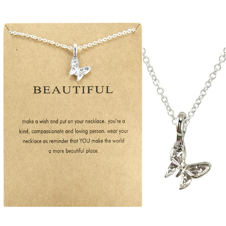 Amazon and INS Butterfly Necklace with Card Butterfly Pendant Choker Chain Necklace