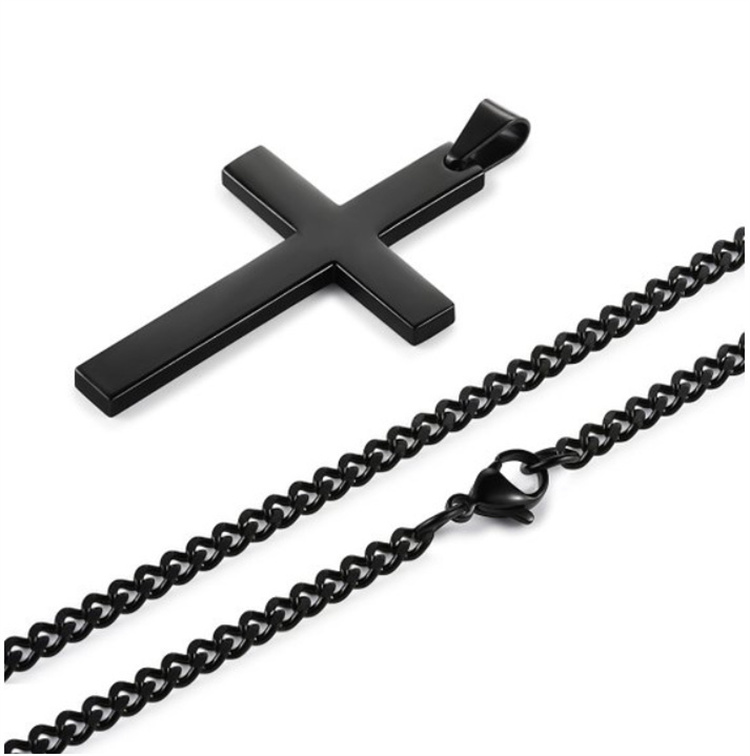 Simple cross pendant necklace temperament long necklace unisex sweater chain