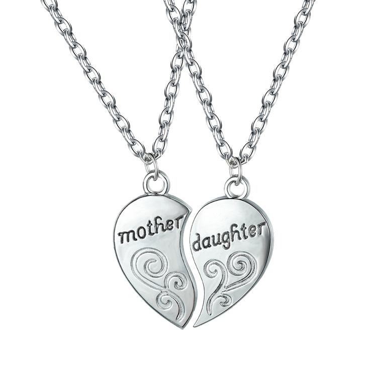 Amazon Hot Sale Mother and Daughter Two Part Lettering Love Necklace Mother's Day Gift