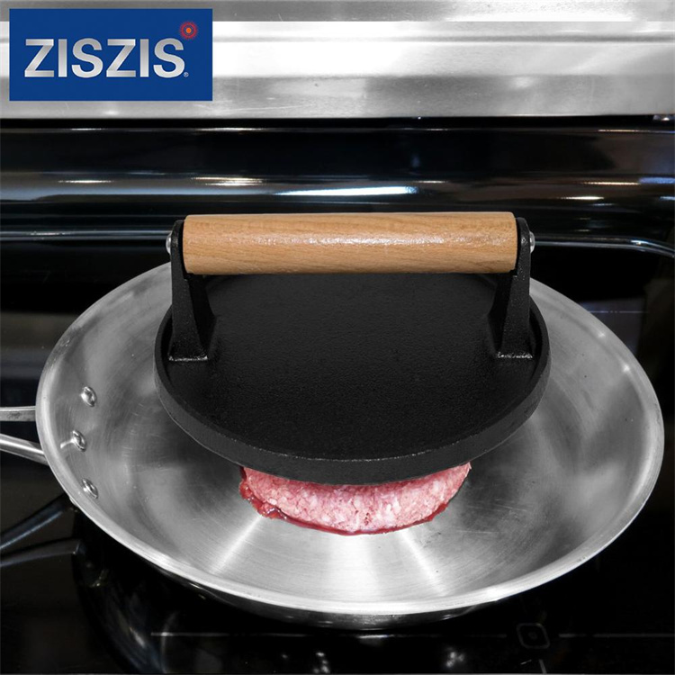 Amazon hot sell BBQ Bacon Press Round Shape Cast Iron Grill Press Meat Press